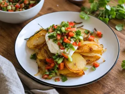 Bratkartoffeln with Tomato Sambal & Yoghurt: Fusion recipe by Ivana