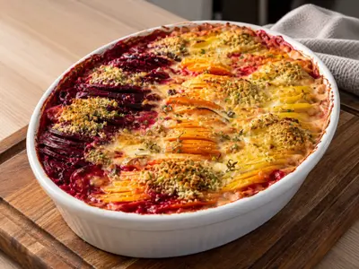 Vegetable Gratin with Pistachio Crumb: European recipe by Ivana
