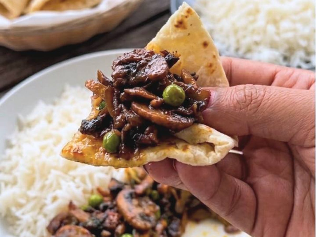 Braised Mushroom and Pea Curry, a South African recipe