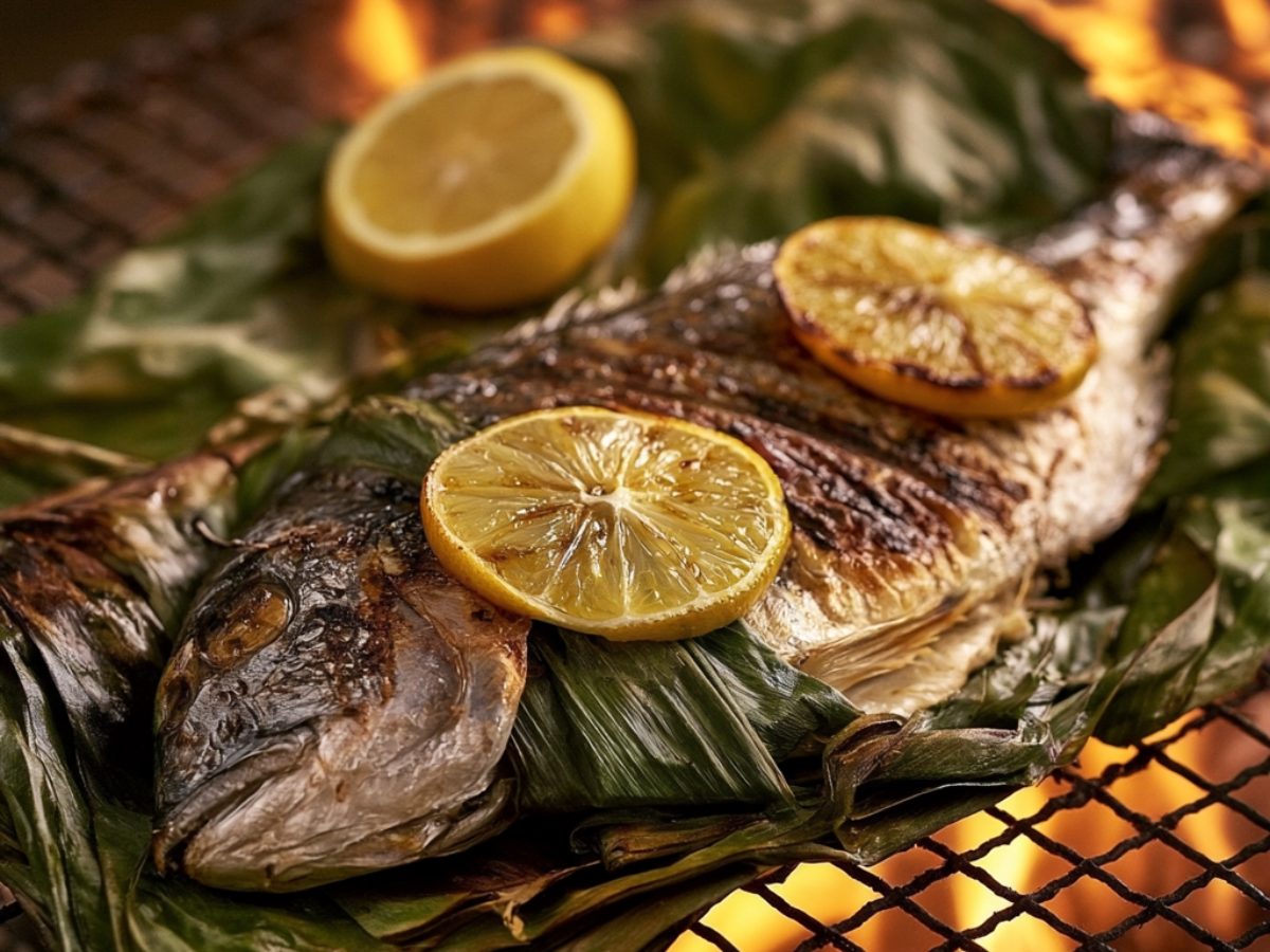 Banana-Leaf Braaied Whole Fish, a South African recipe