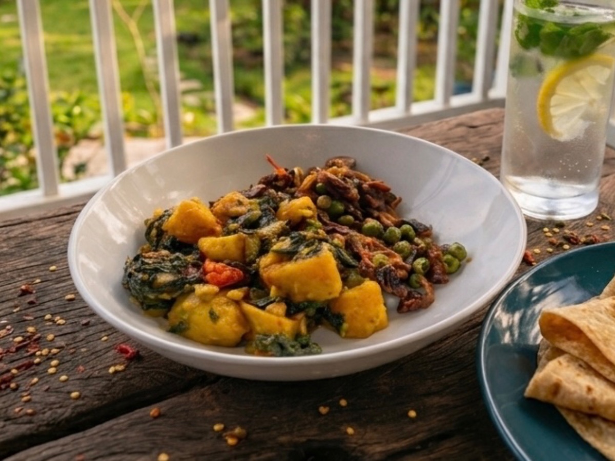 Braised Potatoes and Spinach, a South African recipe