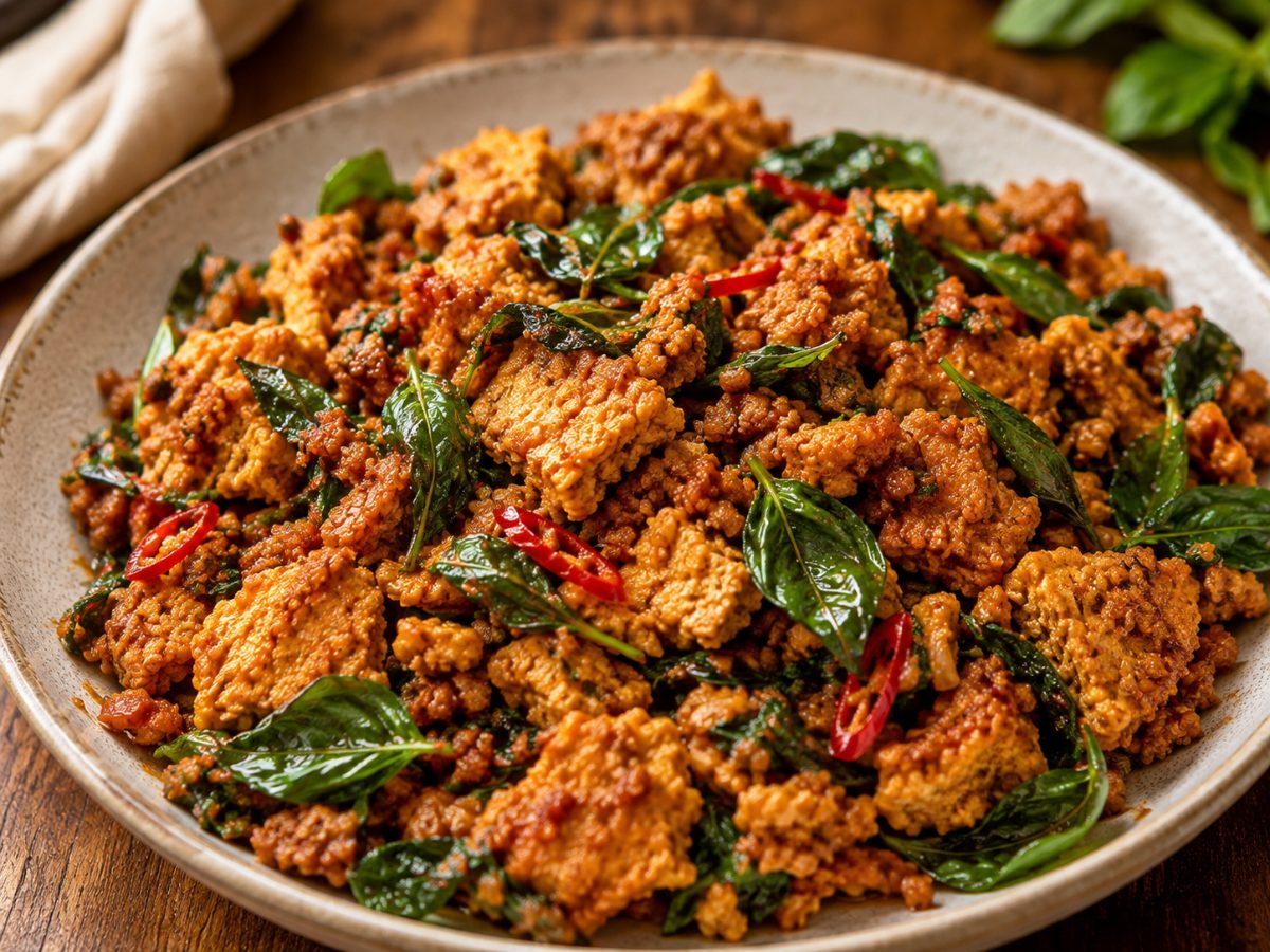Crispy Thai Basil Tofu, a Asian recipe