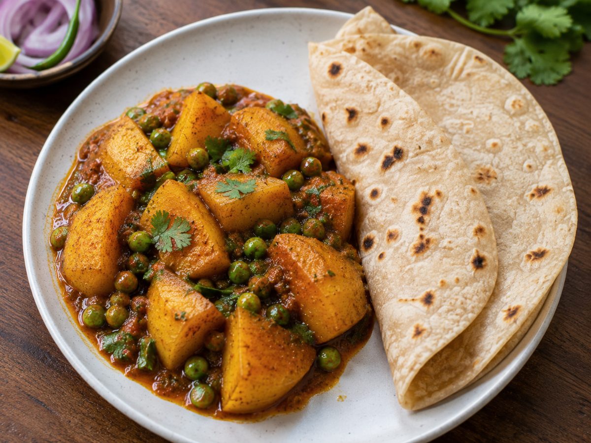 Potato Curry with Peas, a South African recipe