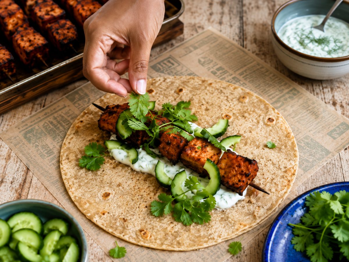 Tandoori Pumpkin & Paneer Skewers, a Fusion recipe